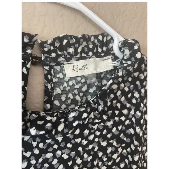 Rielle Ruffle Mock Neck Mini Tent Black Grey White Party Dress Size XL - NWT - Picture 8 of 13